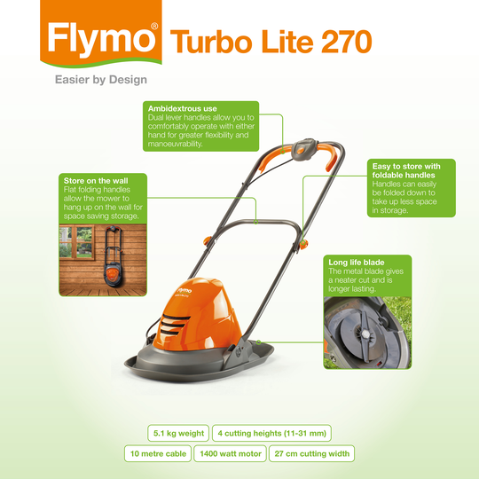 Flymo Turbo Lite 270 Hover Lawnmower - product benefits image number null